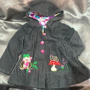 MARIA ELENA charcoal grey DARLING corduroy fleece lined hooded peacoat kids 4/5
